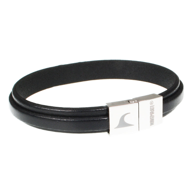 lederarmband-herren-schwarz-schwarz-infinity-Edelstahlverschluss-hinten-wavepirate-shop