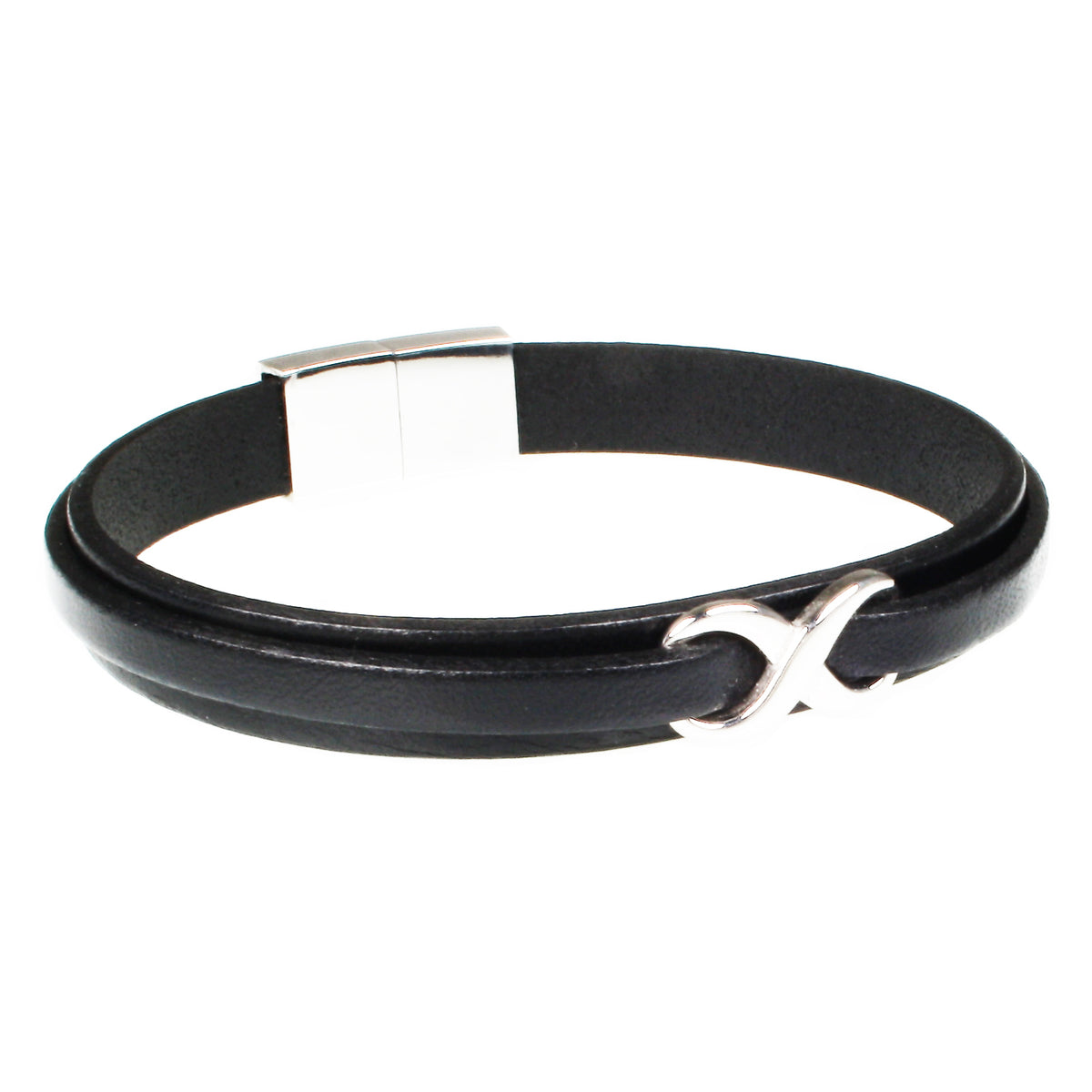 lederarmband-herren-schwarz-schwarz-infinity-Edelstahlverschluss-vorn-wavepirate-shop