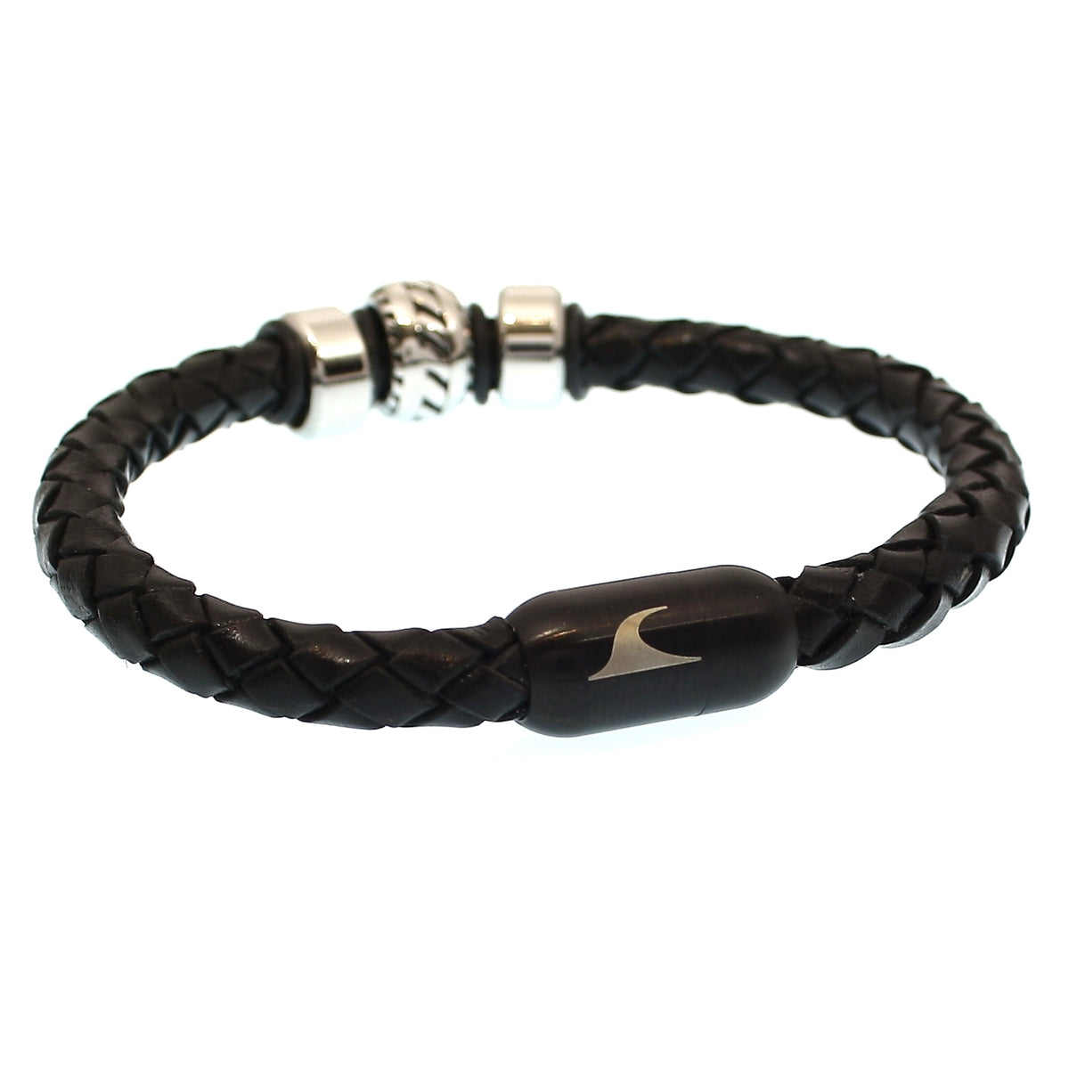 lederarmband-herren-schwarz-steel-geflochten-Edelstahlverschluss-hinten-wavepirate-shop-f