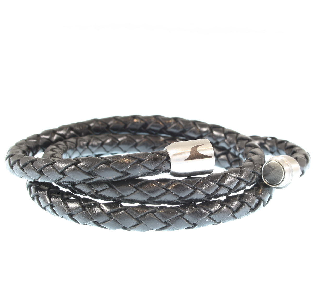 lederarmband-herren-schwarz-storm-geflochten-Edelstahlverschluss-offen-wavepirate-shop-f