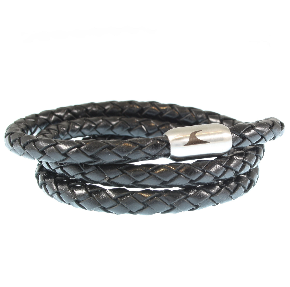 lederarmband-herren-schwarz-storm-geflochten-Edelstahlverschluss-vorn-wavepirate-shop-f