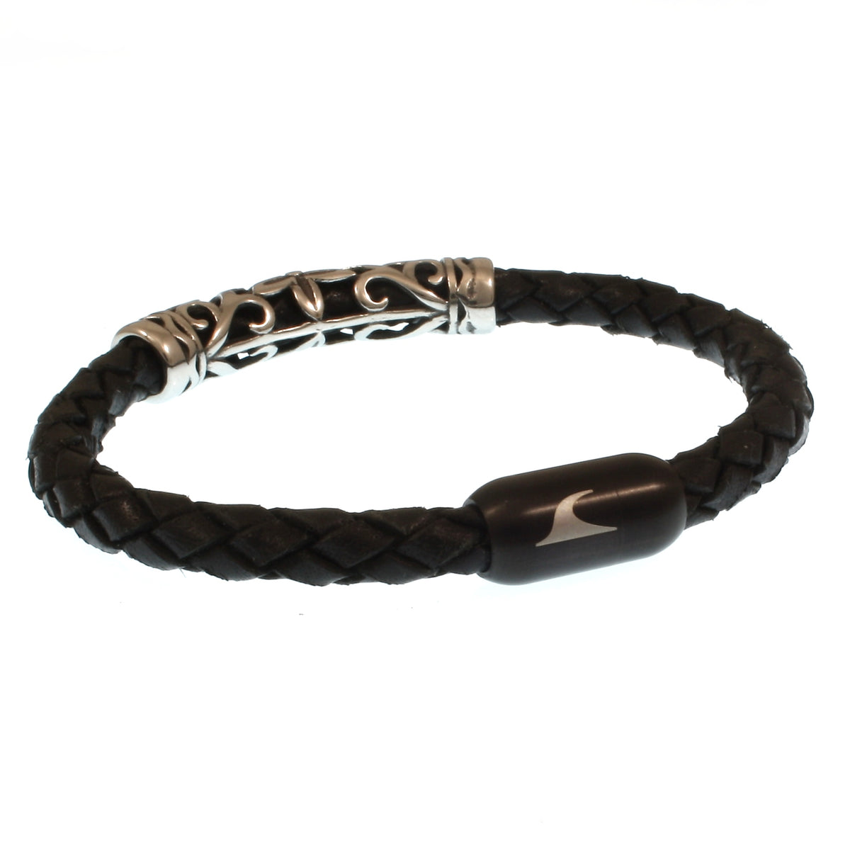 lederarmband-herren-schwarz-sw-sylt-xo-geflochten-Edelstahlverschluss-hinten-wavepirate-shop-f