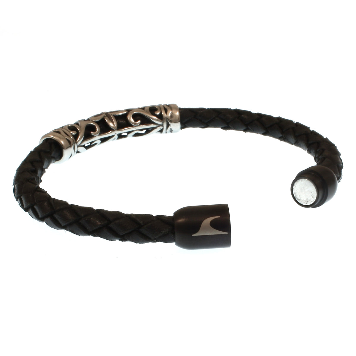 lederarmband-herren-schwarz-sw-sylt-xo-geflochten-Edelstahlverschluss-offen-wavepirate-shop-f