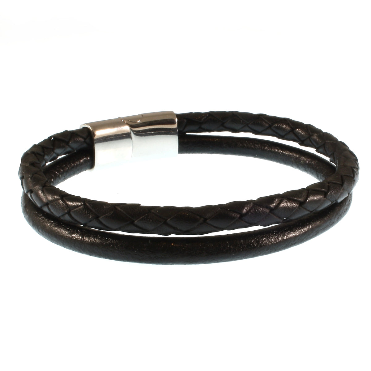 lederarmband-herren-schwarz-swell-geflochten-Edelstahlverschluss-hinten-wavepirate-shop-mx