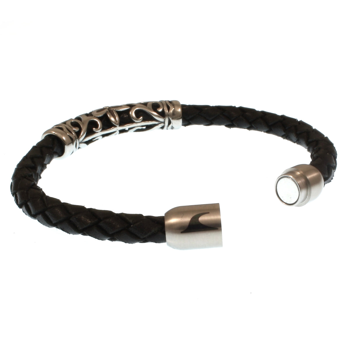 lederarmband-herren-schwarz-sylt-xo-Edelstahlverschluss-offen-wavepirate-shop-f