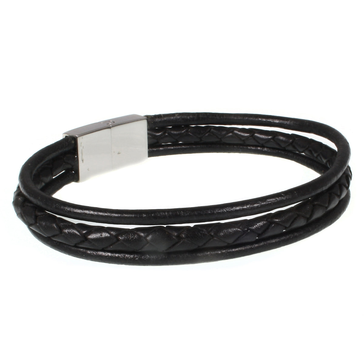 lederarmband-herren-schwarz-trio-geflochten-Edelstahlverschluss-hinten-wavepirate-shop-f
