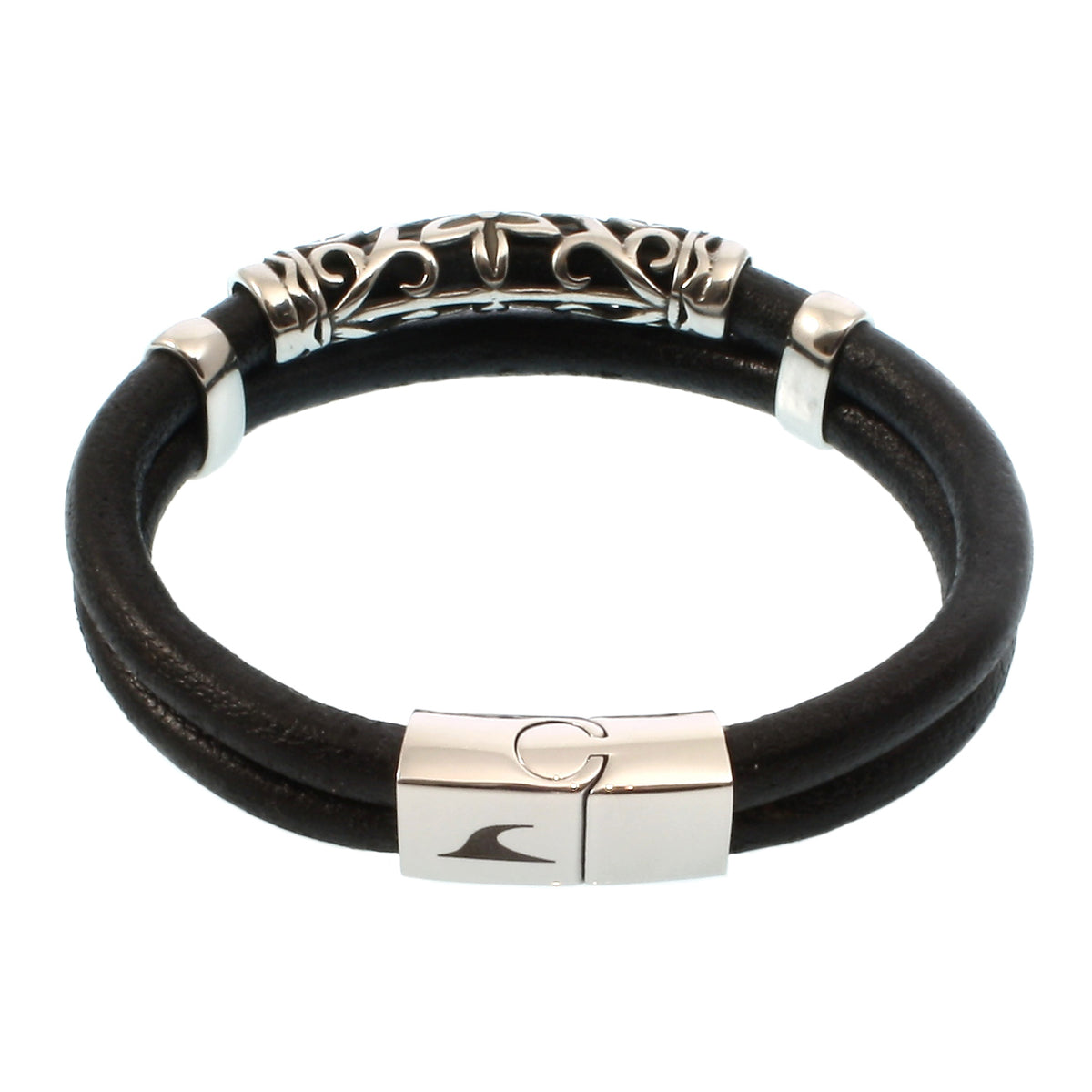lederarmband-herren-schwarz-xo-massiv-Edelstahlverschluss-hinten-wavepirate-shop-r-1