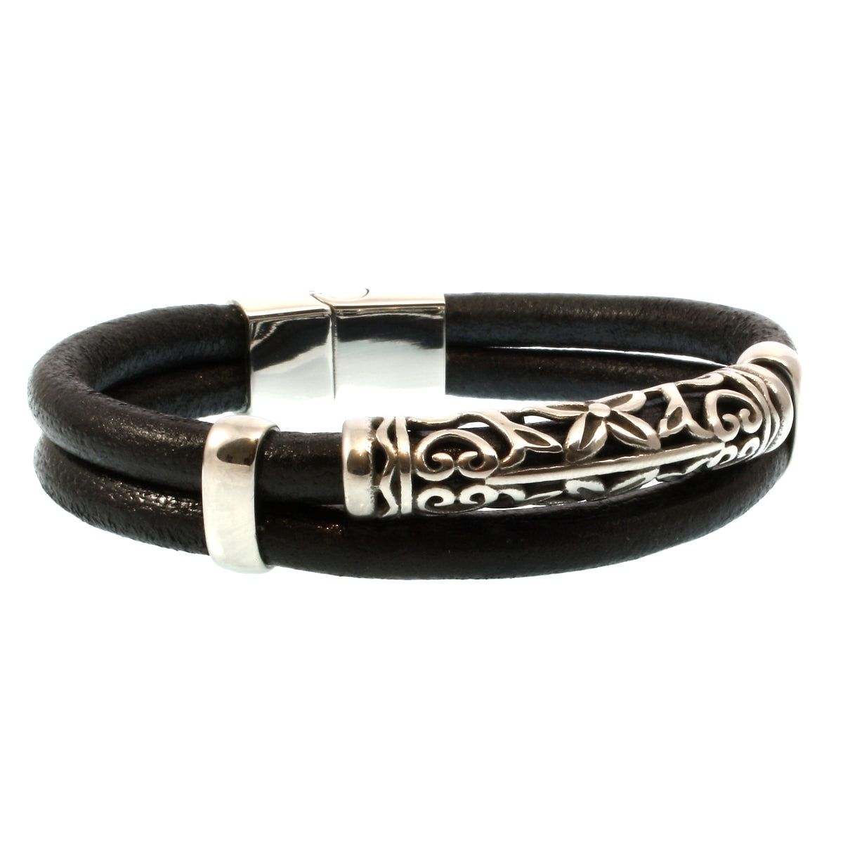 lederarmband-herren-schwarz-xo-massiv-Edelstahlverschluss-vorn-wavepirate-shop-r