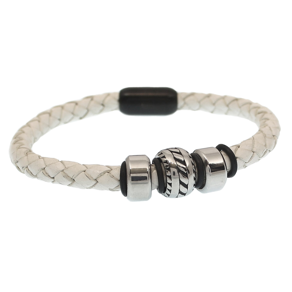 lederarmband-herren-weiss-schwarz-steel-geflochten-Edelstahlverschluss-hinten-wavepirate-shop-f