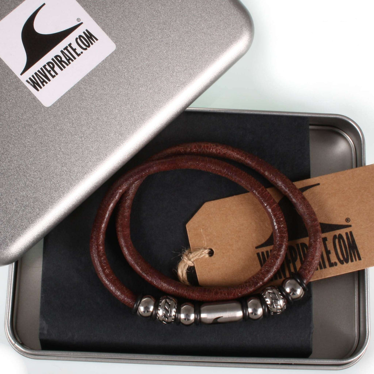 lederhalskette-Herren-braun-silber-steel-riemen-massiv-Edelstahlverschluss-geschenkverpackung-wavepirate-shop-r