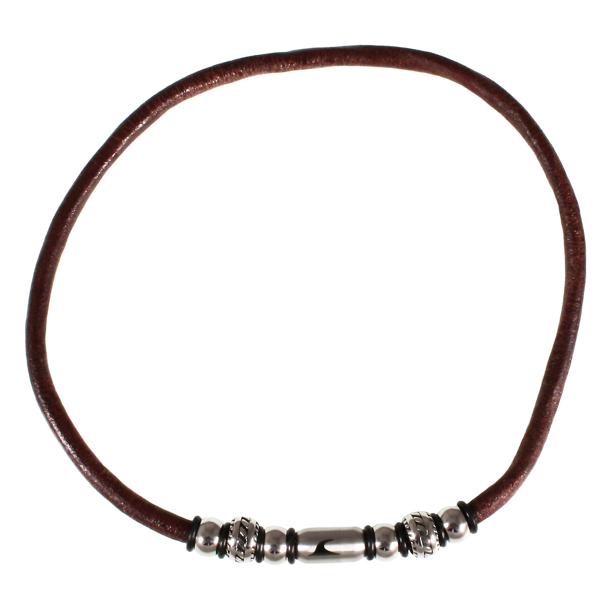 lederhalskette-Herren-braun-silber-steel-riemen-massiv-Edelstahlverschluss-vorn-wavepirate-shop-r