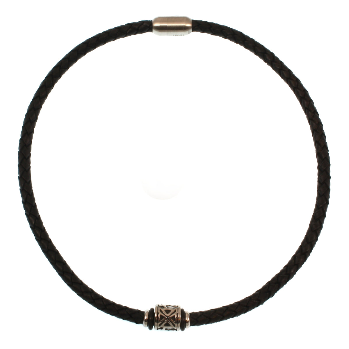 lederhalskette-Herren-damen-schwarz-shine-silber-geflochten-Edelstahlverschluss-vorn-wavepirate-shop-f