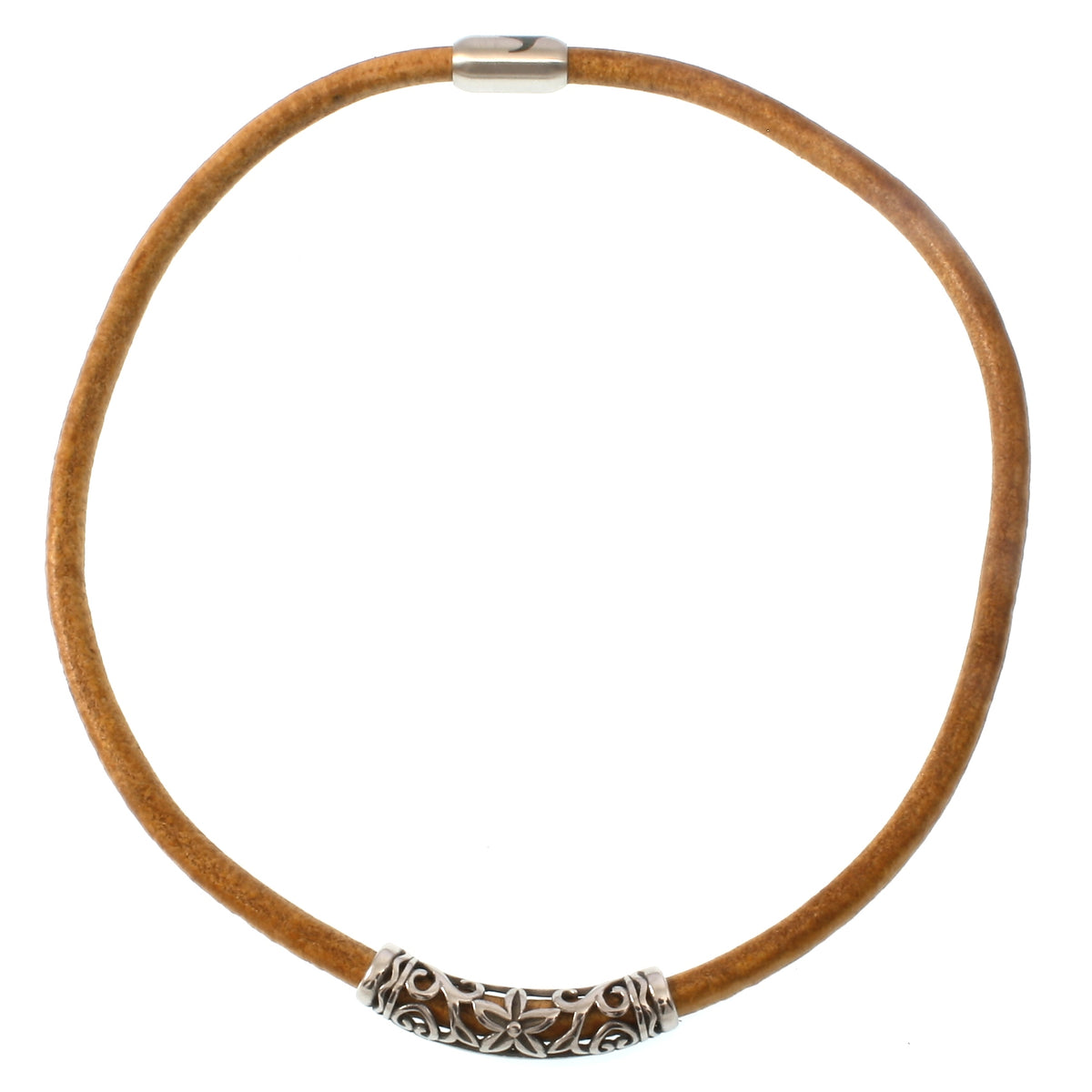 lederhalskette-herren-damen-cognac-silber-xo-riemen-massiv-Edelstahlverschluss-vorn-wavepirate-shop-r