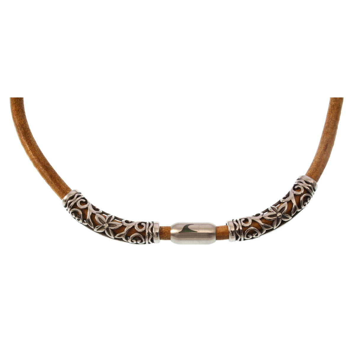 lederhalskette-herren-damen-cognac-silber-xo2-riemen-massiv-Edelstahlverschluss-detail-wavepirate-shop-r