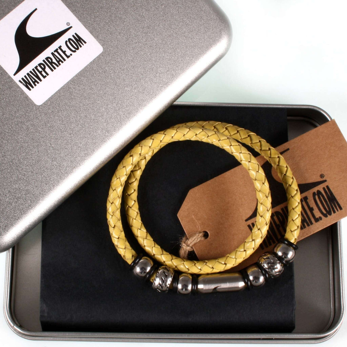 lederhalskette-herren-gelb-silber-steel-geflochten-Edelstahlverschluss-geschenkverpackung-wavepirate-shop-f