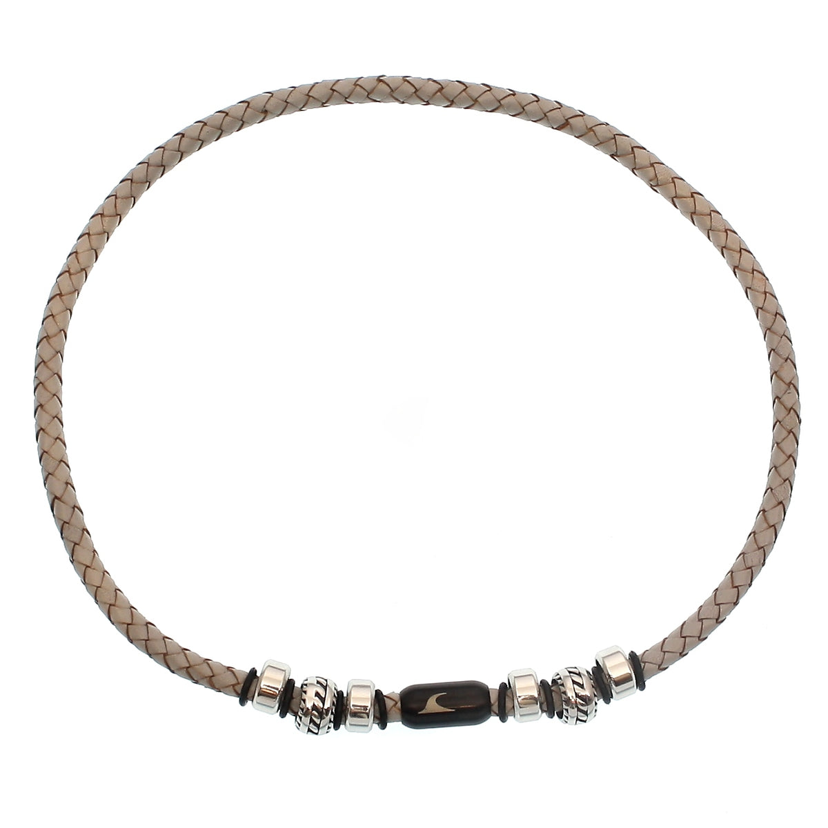 lederhalskette-herren-grau-schwarz-steel-geflochten-Edelstahlverschluss-vorn-wavepirate-shop-f