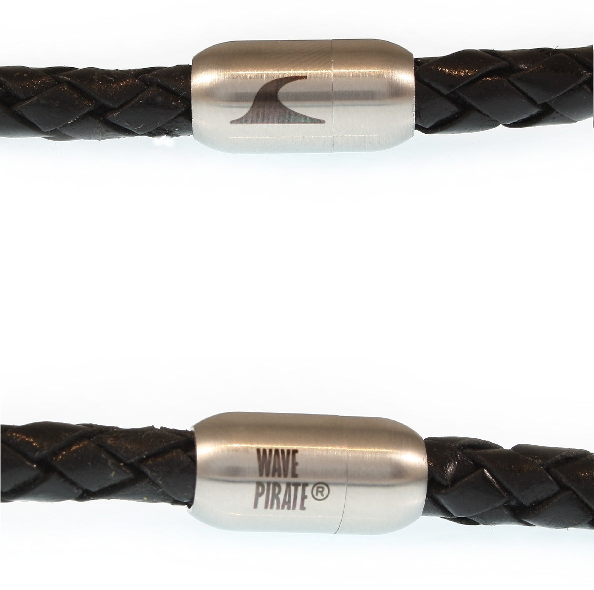 lederhalskette-herren-schwarz-silber-steel-geflochten-Edelstahlverschluss-detail-wavepirate-shop-f1_2