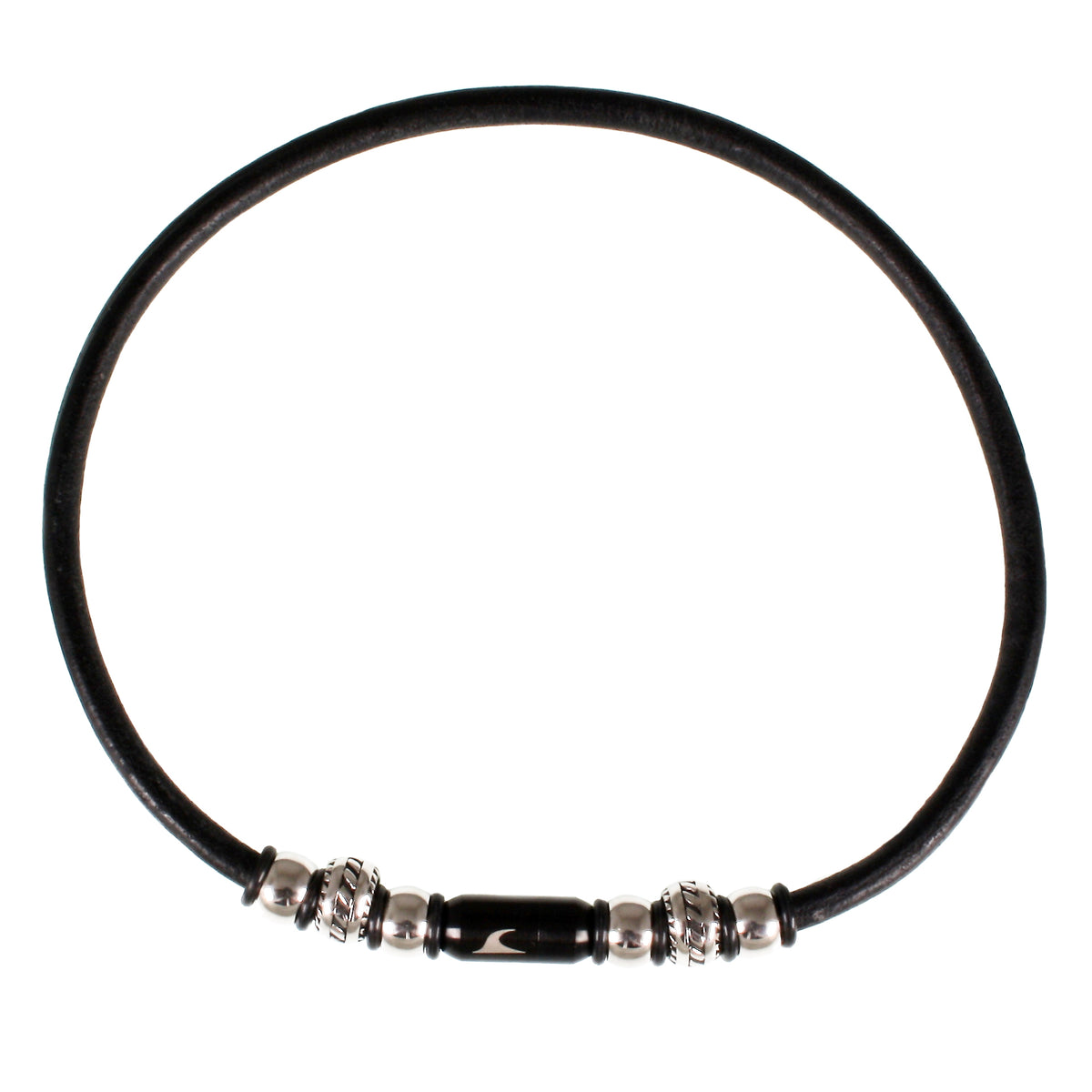 lederhalskette-herren-schwarz-steel-riemen-massiv-Edelstahlverschluss-vorn-wavepirate-shop-r