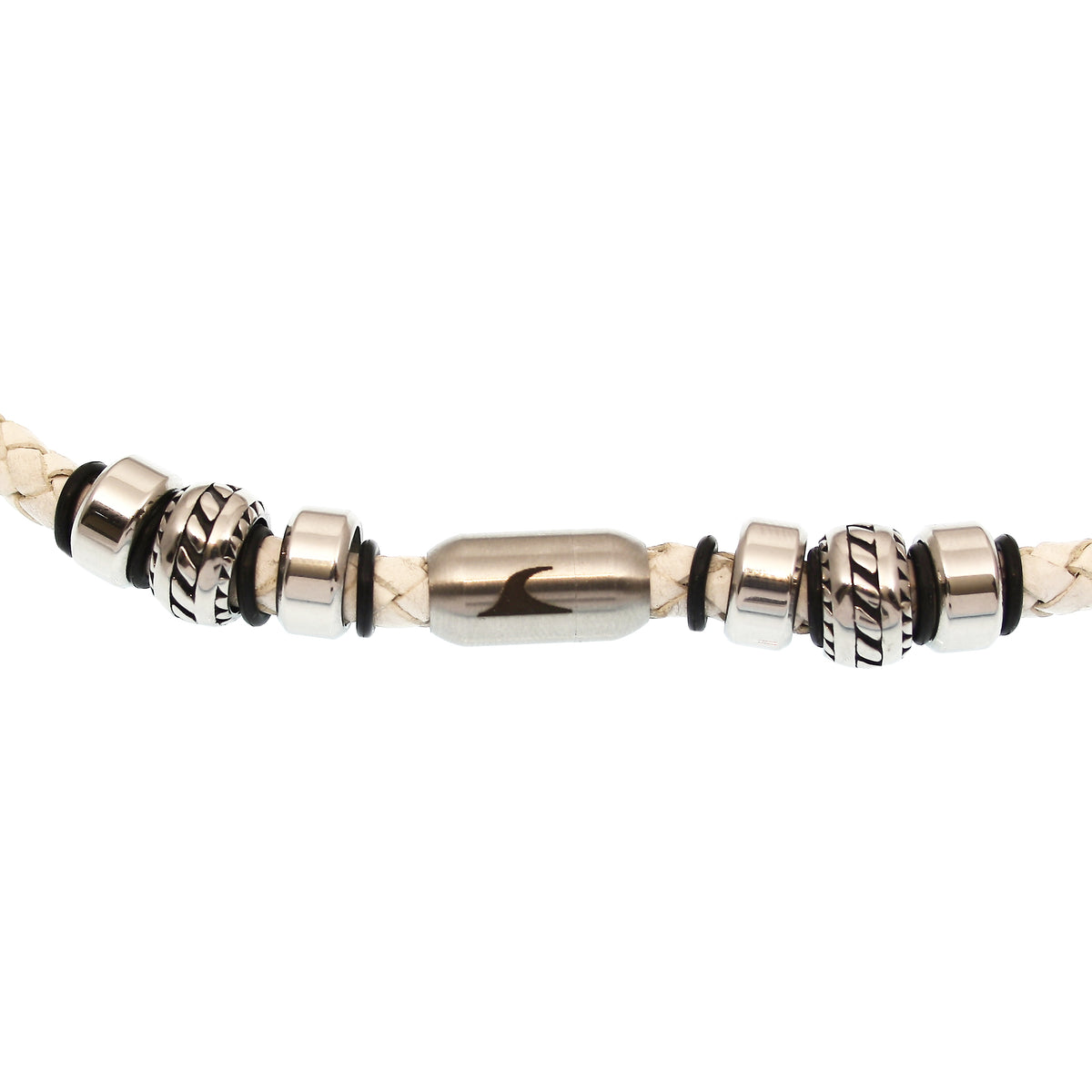 lederhalskette-herren-weiss-silber-steel-geflochten-Edelstahlverschluss-detail-wavepirate-shop-f