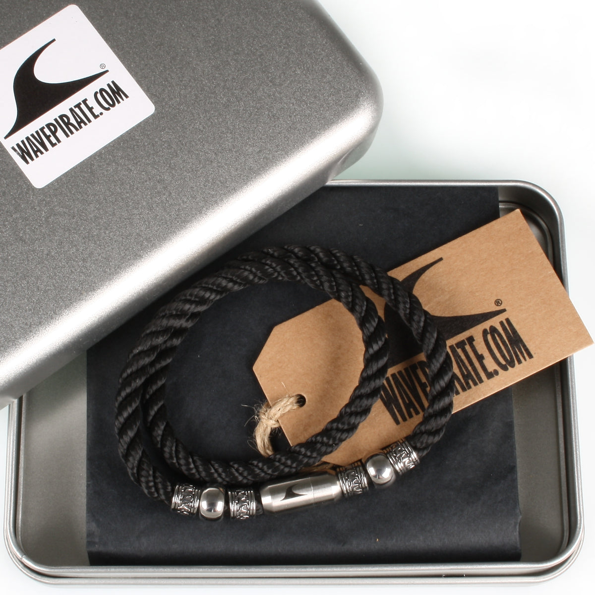 segeltau-halskette-Herren-damen-atoll-schwarz-silber-kordel-geflochten-Edelstahlverschluss-geschenkverpackung-wavepirate-shop-k