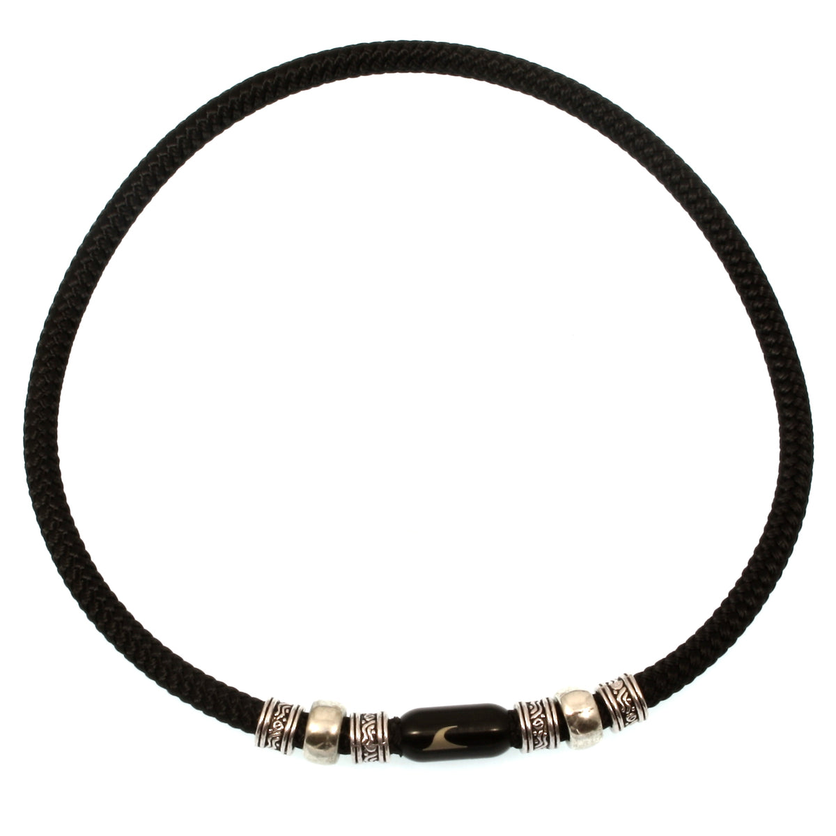 segeltau-halskette-Herren-damen-charm-schwarz-geflochten-Edelstahlverschluss-vorn-wavepirate-shop-r