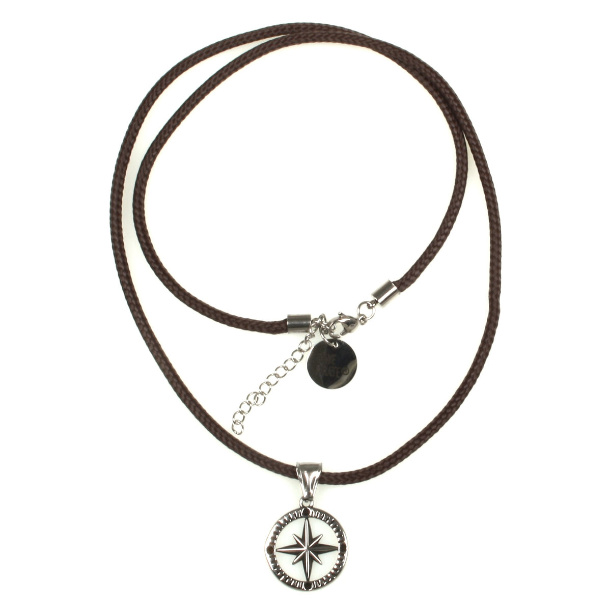 segeltau-halskette-Herren-damen-kompass-windrose-braun-geflochten-wasserfest-Edelstahlverschluss-vorn-wavepirate-shop-st