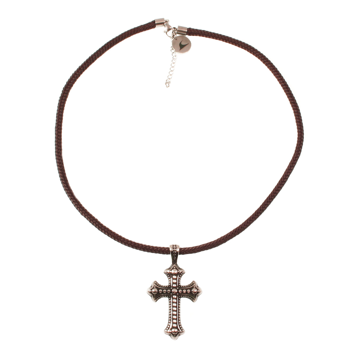 segeltau-halskette-Herren-damen-kreuz-braun-geflochten-Edelstahlverschluss-vorn-wavepirate-shop-st