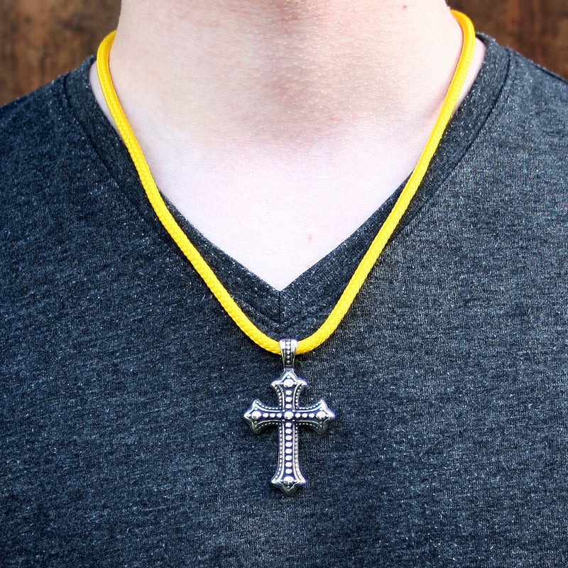 segeltau-halskette-Herren-damen-kreuz-gelb-geflochten-Edelstahlverschluss-getragen-wavepirate-shop-st