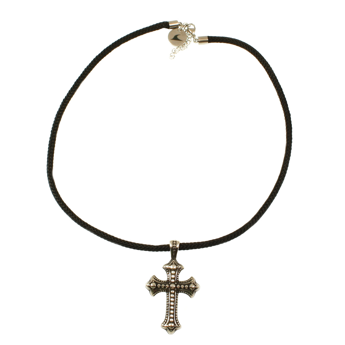 segeltau-halskette-Herren-damen-kreuz-schwarz-geflochten-Edelstahlverschluss-vorn-wavepirate-shop-st