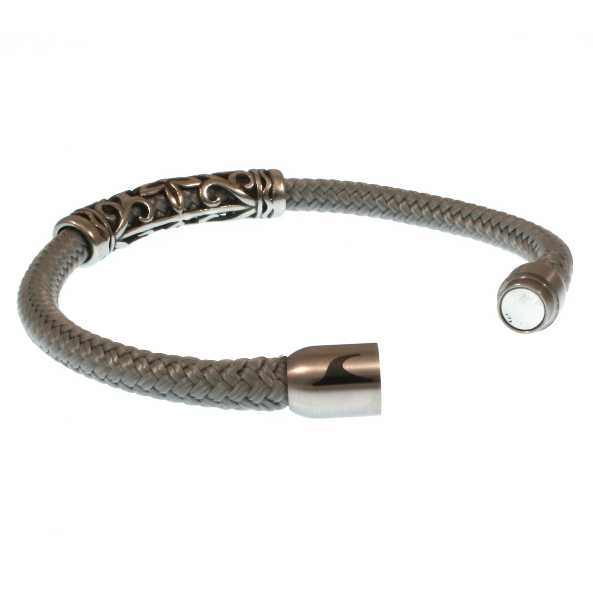 segeltauarmband-herren-grau-sylt-xo-geflochten-Edelstahlverschluss-offen-wavepirate-shop-st