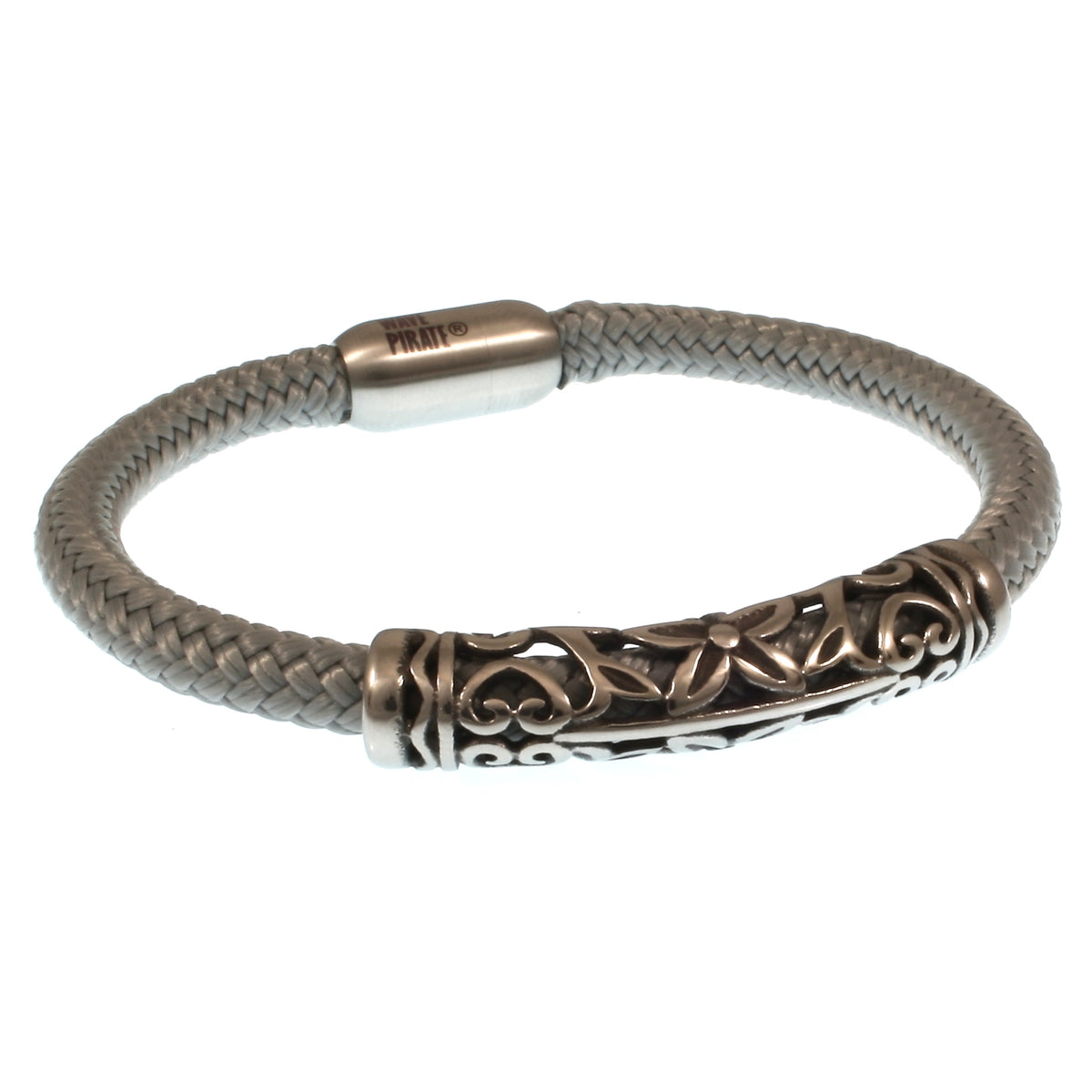 segeltauarmband-herren-grau-sylt-xo-geflochten-Edelstahlverschluss-vorn-wavepirate-shop-st