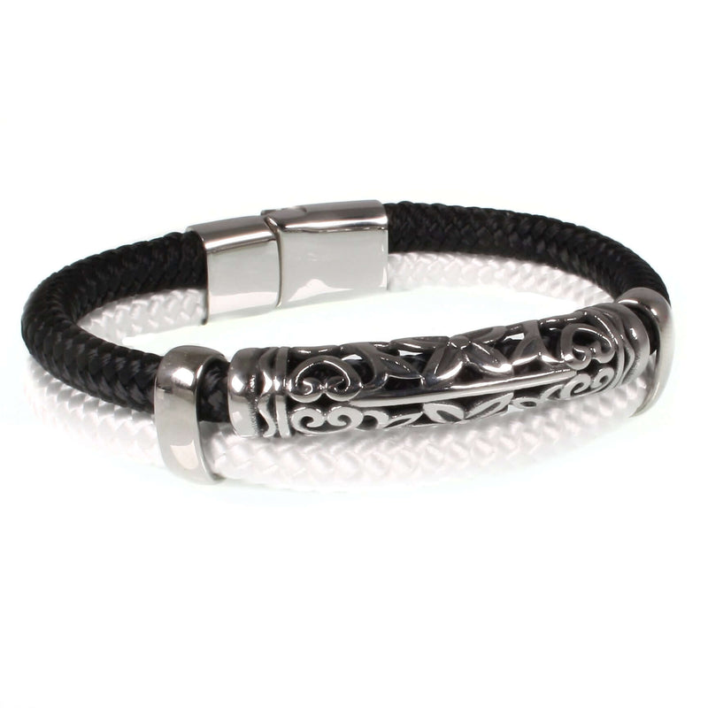 segeltauarmband-herren-schwarz-weiss-xo-geflochten-Edelstahlverschluss-hinten-wavepirate-shop-st