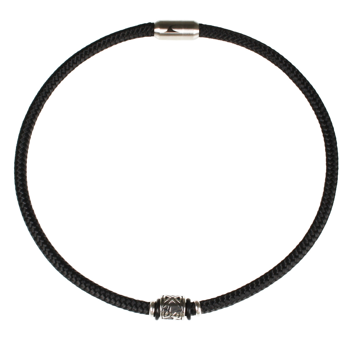 segeltauhalskette-Herren-damen-schwarz-shine-silber-geflochten-Edelstahlverschluss-vorn-wavepirate-shop-st