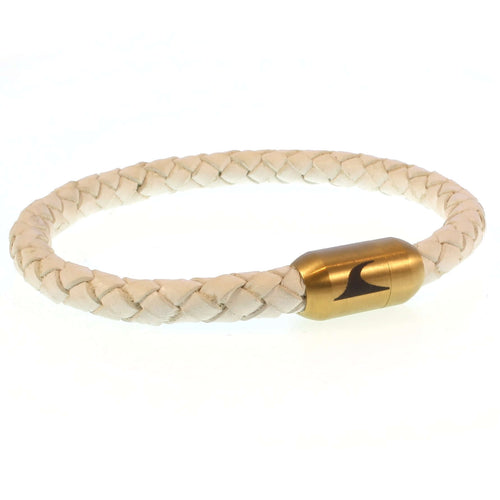 WAVEPIRATE Lederarmband SYLT F Weiss Gold mit Edelstahlmagnetverschluss