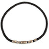 WAVEPIRATE Lederhalskette Charm F Schwarz mit Edelstahlmagnetverschluss