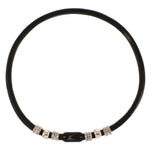 WAVEPIRATE Lederhalskette Charm R Schwarz Schwarz mit Edelstahlmagnetverschluss