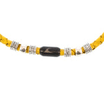 WAVEPIRATE Lederhalskette Charm F Gelb Schwarz mit Edelstahlmagnetverschluss