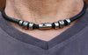 WAVEPIRATE Lederhalskette STEEL R Schwarz mit Edelstahlmagnetverschluss