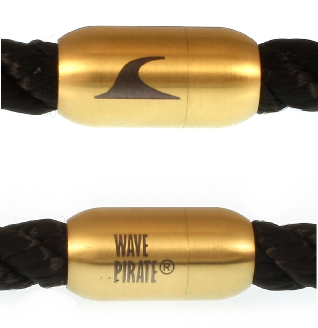 WAVEPIRATE Segeltauarmband HAWAII K Schwarz Gold mit Edelstahlmagnetverschluss