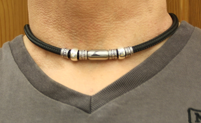 WAVEPIRATE Segeltauhalskette Charm ST Schwarz mit Edelstahlmagnetverschluss