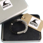 WAVEPIRATE Segeltauarmband ROMA K Schwarz Grau mit Edelstahlmagnetverschluss