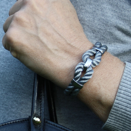 WAVEPIRATE Segeltauarmband ROMA K Grau mit Edelstahlmagnetverschluss