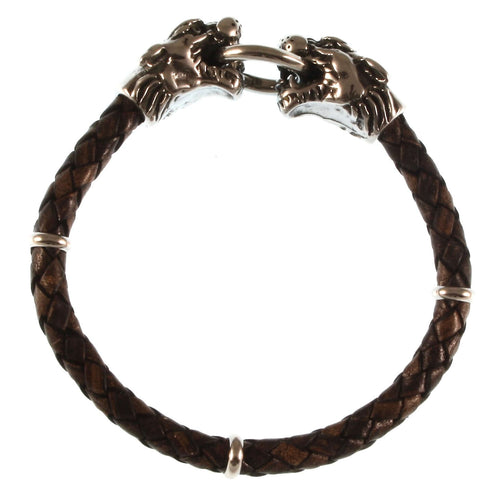 WAVEPIRATE Lederarmband LÖWE F Dunkelbraun mit Edelstahlkarabinerverschluss