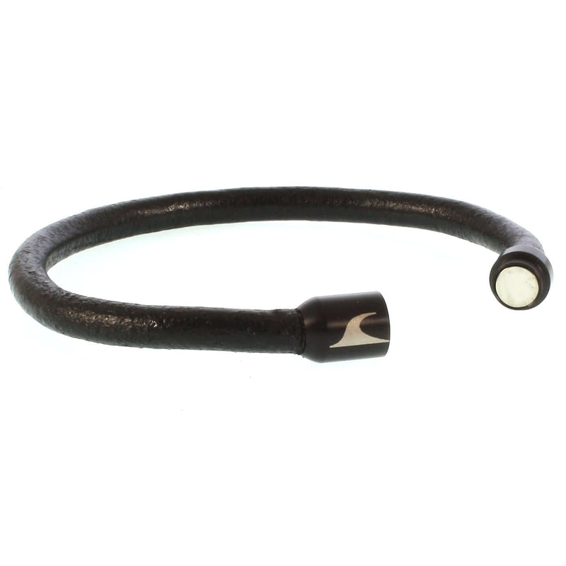 WAVEPIRATE Lederarmband SYLT R Schwarz Schwarz mit Edelstahlmagnetverschluss