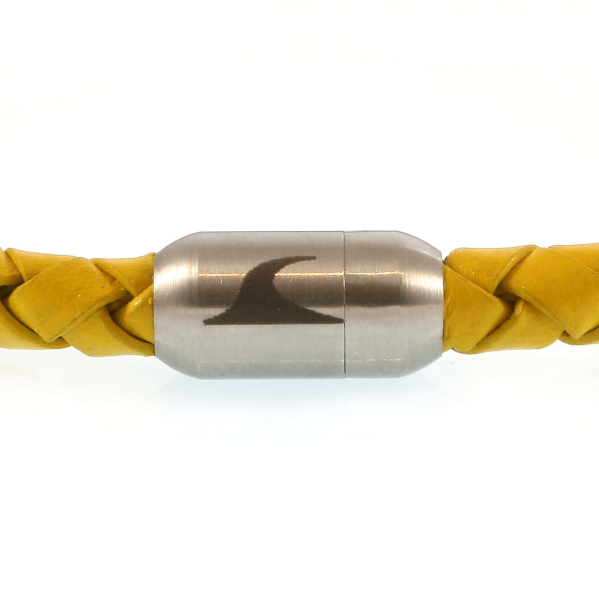 Leder-Armband-Herren-damen-hawaii-gelb-geflochten-Edelstahlverschluss-detail-wavepirate-shop-fv