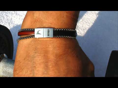 WAVEPIRATE Armband REX Leder und Edelstahl mit Edelstahlmagnetverschluss